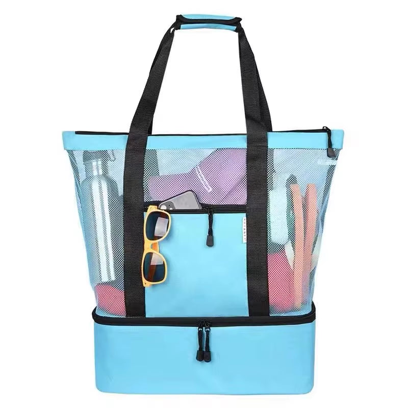 Picnic Beach Bag Transparent Double-Layer with Lunch Box