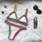 Micro Bikini 2021 Women Handmade Crochet Knit Swimwear Halter Patchwork Bathing Suit Swimsuit Biquini Thong Bikini Traje De Bano