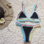 Micro Bikini 2021 Women Handmade Crochet Knit Swimwear Halter Patchwork Bathing Suit Swimsuit Biquini Thong Bikini Traje De Bano