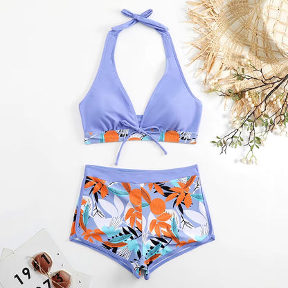 Bikinis Women Sexy Padded Girl Bathing Suit Tankini Swimsuits Swimwear Female Push up Swimsuit Bikinis Set with Shorts Trunks