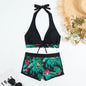 Bikinis Women Sexy Padded Girl Bathing Suit Tankini Swimsuits Swimwear Female Push up Swimsuit Bikinis Set with Shorts Trunks