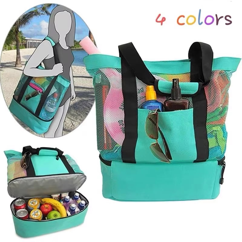 Picnic Beach Bag Transparent Double-Layer with Lunch Box